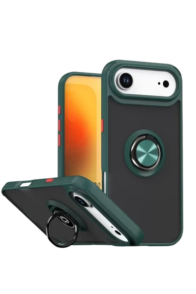 Newface Apple iPhone 17 Air Montreal Yüzüklü Silikon Kapak - Yeşil ürün görseli 1