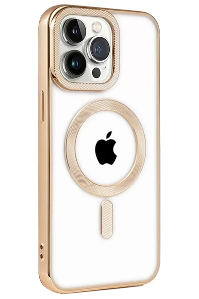 Newface Apple iPhone 14 Pro Kılıf Kronos Magsafe Kapak - Gold - Resim 2