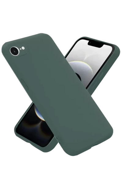 Newface Apple iPhone 16E Kılıf Nano içi Kadife Silikon - Koyu Yeşil ürün görseli 1