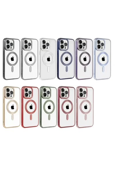 Newface Apple iPhone 14 Pro Kılıf Kronos Magsafe Kapak - Gold - Resim 3