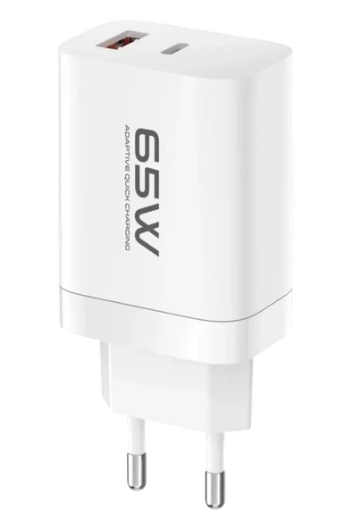 Konfulon C99Q 65W PD Destekli Type-C ve USB Çift Çıkışlı Hızlı Şarj Adaptörü - Beyaz ürün görseli 1