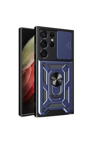Newface Samsung Galaxy S23 Ultra Kılıf Pars Lens Yüzüklü Silikon - Lacivert ürün görseli 1