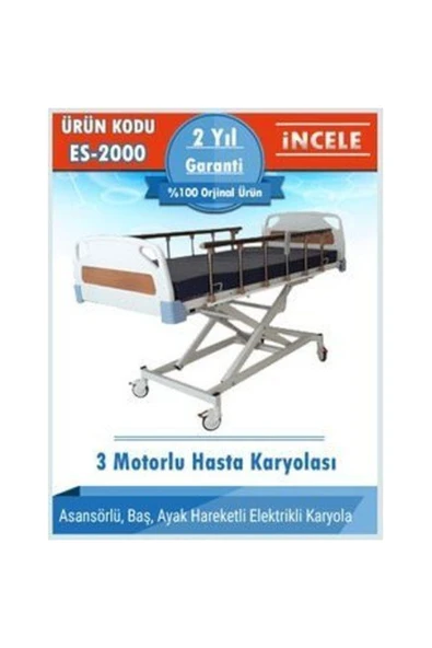MEDİKALCİM 3 Motorlu Hasta Yatağı Full Abs Kaplama Hasta Yatağı ürün görseli 1