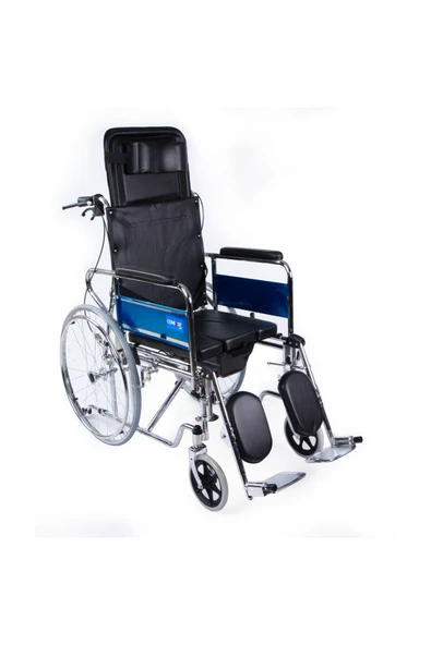 MEDİKALCİM Comfort Plus KY608GC Sırtı Yatar Ayak Kalkar Tuvalet Özellikli Tekerlekli Sandalye ürün görseli 1
