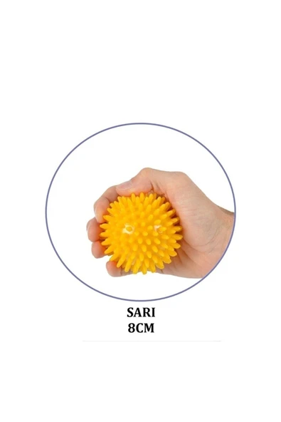 MEDİKALCİM El Egzersiz Masaj Ve Duyu Topu, Yumuşak Dikenli Top Sarı Renk 8 Cm ürün görseli 1