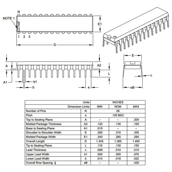 PIC18F2620 I/SP DIP-28 8-Bit 40MHz Mikrodenetleyici - Resim 3