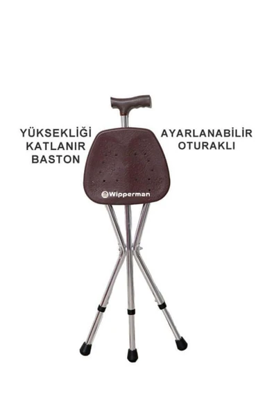 MEDİKALCİM Wipperman W 530 Ayarlanabilir Oturma Aparatlı Baston ürün görseli 1