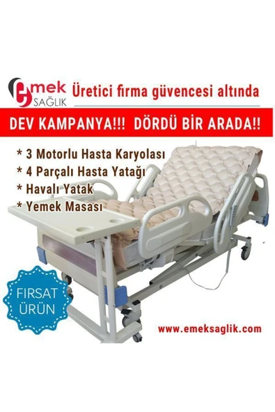 MEDİKALCİM 3 Üç Motorlu Full Abs Hasta Yatağı Karyola Emek Hasta Yatakları ürün görseli 1