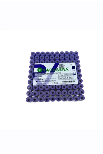MEDİKALCİM 50 Adet Kan Alma Tüpü, Mor Kapak, K2E K2EDTA 2ml 3.6mg 13x75mm, Bd Vacutainer ürün görseli 1
