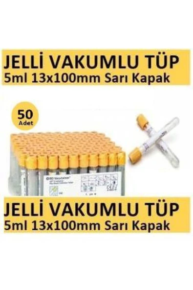 MEDİKALCİM 50 Adet Kan Alma Tüpü, Vakumlu Jelli, Sarı Kapak 5ml 13x100mm, Bd Vacutainer SST 2 Advance Plus ürün görseli 1