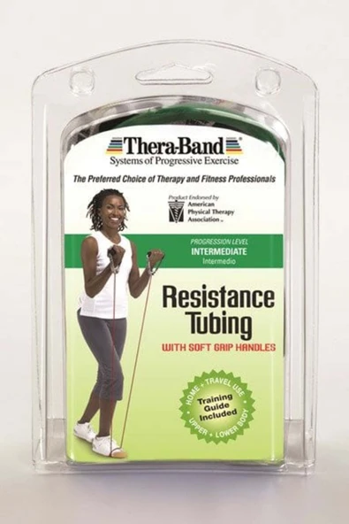 MEDİKALCİM Thera-Band Bodytrainer Tubing 1,4 M With Flexible Handles - Yeşil ürün görseli 1