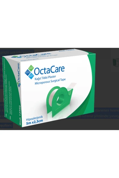 MEDİKALCİM OctaCare Kağıt Tıbbi Plaster 5 m x 2,5 cm 1 Adet (Dispenserli) ürün görseli 1