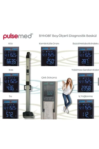 MEDİKALCİM Pulsemed Boy Ölçerli Dijital Diagnostik Baskül BYH08F ürün görseli 1