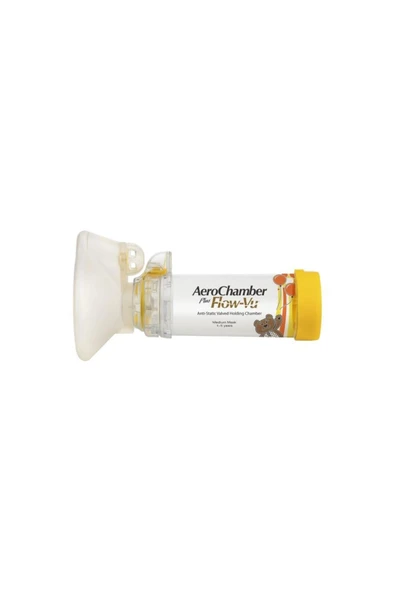 MEDİKALCİM Aerochamber Flow-VU Sarı 1-5 Yaş Arası Ayıcıklı Model ürün görseli 1