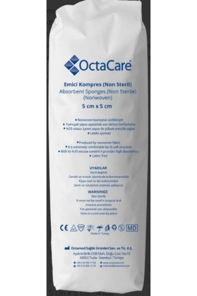 medikaltec Octacare Non-Steril Spanç Emici Kompres Gazlı Bez 5 cm x 5 cm - 8 Kat 200 Adet(Kopya) ürün görseli 1