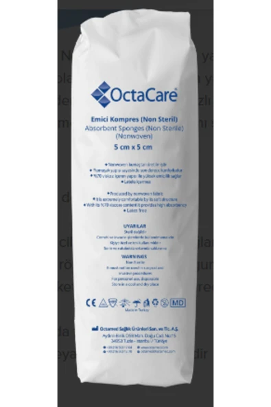 MEDİKALCİM Octacare Emici Kompres 8 Kat Nonsteril 5cm x 5cm 100 Adet ürün görseli 1
