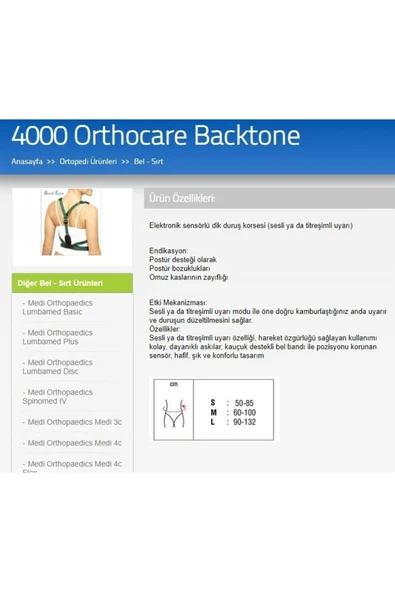MEDİKALCİM BackTone Dik Duruş Korsesi Elektronik Sensörlü MEDİUM - Resim 4