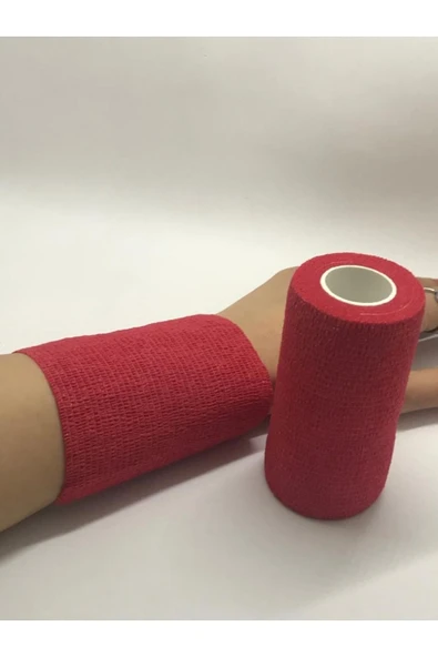 MEDİKALCİM Kendinden Yapışkanlı Bandaj Kırmızı Ebat: 10cm X 4.5m 4'lü ürün görseli 1