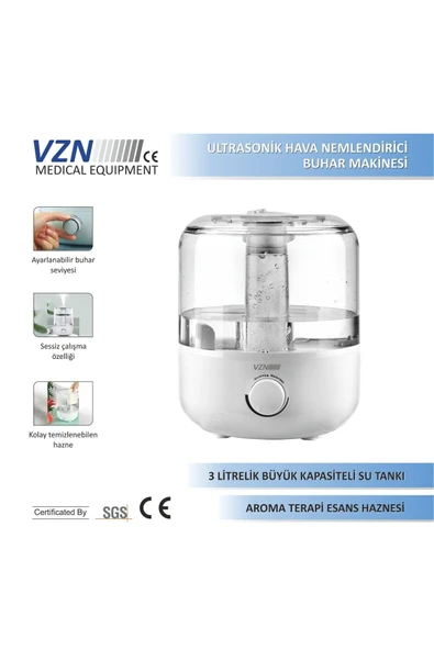 VZN Ultrasonik Hava Nemlendirici Buhar Makinesi(black/Siyah) ürün görseli 1