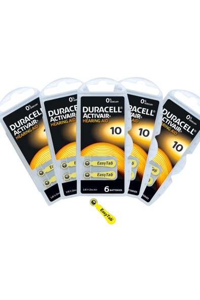 Duracell Active Air 10 Numara Işitme Cihaz Pili (5 Paket = 30 Adet) ürün görseli 1