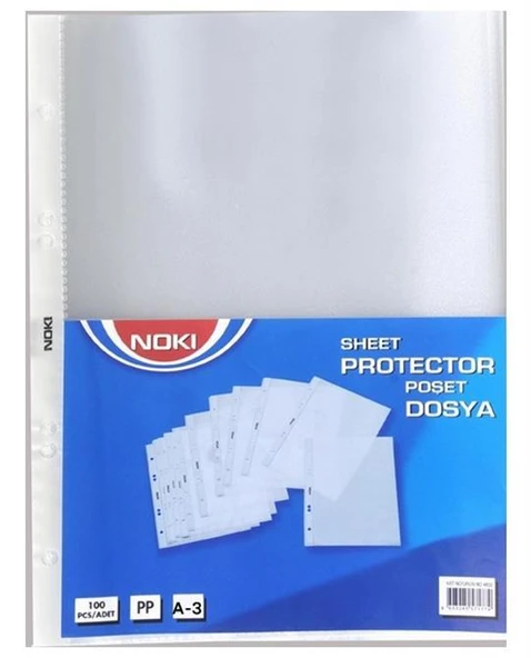 Noki A-3 Dikey Poşet Dosya 90 Micron 25 Li 4836-P (1 Paket 25 Adet) ürün görseli 1
