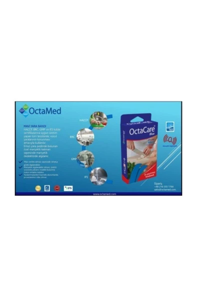 Octacare Mavi Yara Bandı 100 Adet Dedektör Duyarlı Su Sıvı Geçirmeyen Mavi Yara Bandı ürün görseli 1