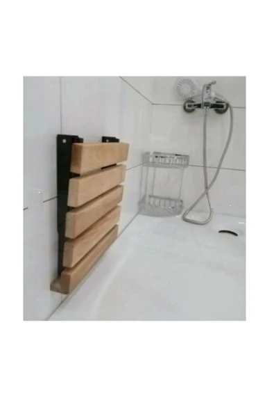 MEDİKALCİM Katlanır Duş Taburesi - Doğal Ahşap Katlanır Banyo Oturağı ürün görseli 1