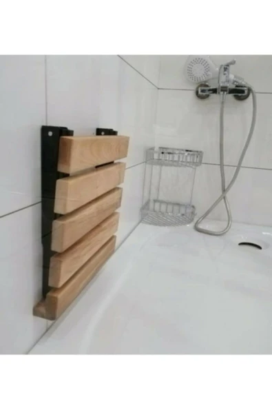 MEYAMOB Katlanır Duş Taburesi - Doğal Ahşap Katlanır Banyo Oturağı ürün görseli 1