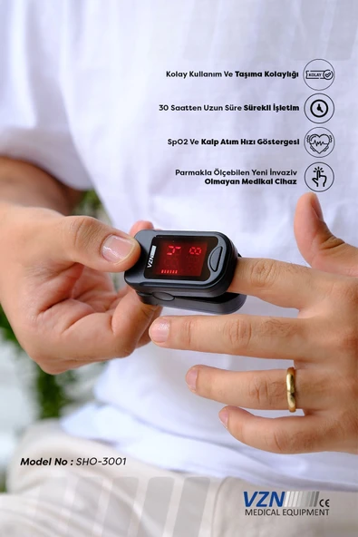 VZN Pulse Oksimetre Pulseoksimetre Saturasyon Spo2 - Resim 3