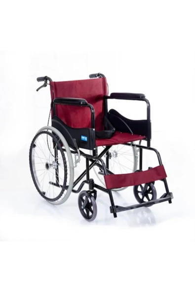 Comfort Plus Ky809Bj Bordo Kumaş Standart Transfer Refakatçı Frenli Tekerlekli Sandalye ürün görseli 1