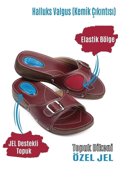 Comfort Style Kadın Bordo Ortopedik Halluks Ve Topuk Dikeni Terliği Kemik Çıkıntısı Terliği ürün görseli 1