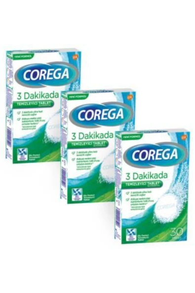 Corega 3 Dakikada Diş Protezi Temizleyici 30 Tablet | 3 Adet ürün görseli 1