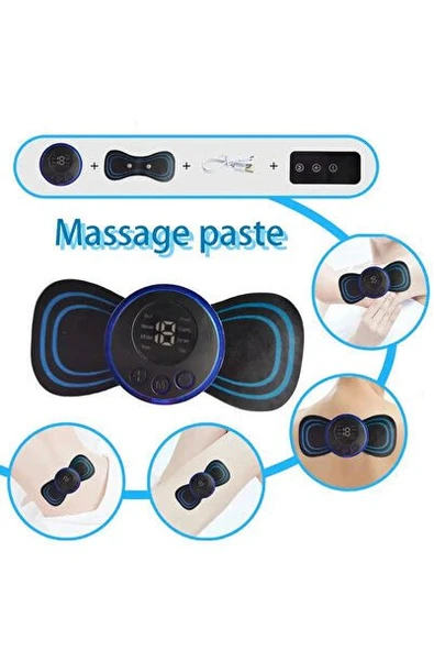Usb Şarjlı Kelebek Masaj Aleti Tens Ems Omuz Boyun Menstural Ağrılar 8mod Çalışma ürün görseli 1