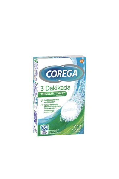 Corega 3 Dakikada Diş Protezi Temizleyici Tablet 30'lu ürün görseli 1