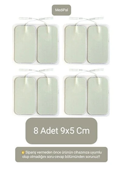 8 Adet 9x5 Cm Universal Büyük Boy Kablolu Tens Pedi - Tens Elektrot Pedi - Yedek Tens Elektrodu ürün görseli 1