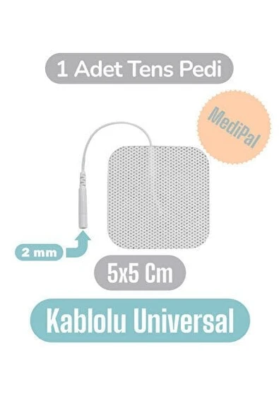 1 Adet 5x5 Cm Kablolu Tens Pedi - Soketli Tens Elektrodu - Tens Elektrot Pedi ürün görseli 1