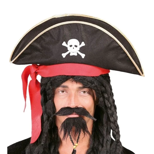 Karayip Korsanları Kaptan Jack Kumaş Korsan Şapkası Yetişkin ürün görseli 1