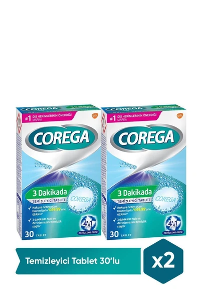 Corega 3 Dakikada Protez Temizleme Tableti 30'lu X 2 Adet ürün görseli 1