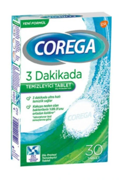 Corega 3 Dakikada  Protez Temizleyici Tablet 30'lu X 18 Paket ürün görseli 1