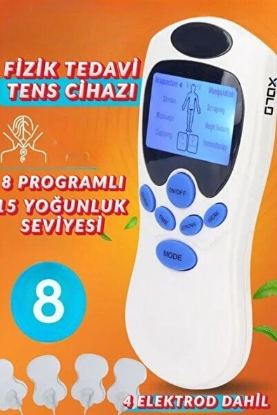 Fizik Tedavi Tens Cihazı 4 Pedli Elektrod Pilli 8 Program 15 Seviye ürün görseli 1