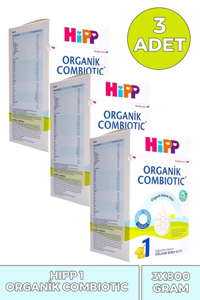 Hipp 1 Organik Combiotic Bebek Sütü 800 gr 3 Adet ürün görseli 1