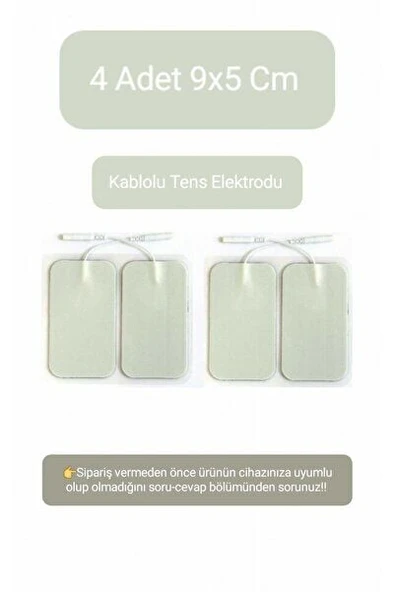 4 Adet 9x5 Cm Universal Büyük Boy Kablolu Tens Pedi - Tens Elektrot Pedi - Yedek Tens Elektrodu ürün görseli 1