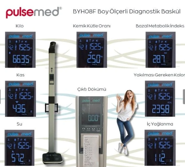 Pulsemed Boy Ölçerli Dijital Diagnostik Baskül BYH08F ürün görseli 1