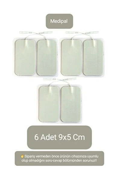 6 Adet 9x5 Cm Universal Büyük Boy Kablolu Tens Pedi - Tens Elektrot Pedi - Yedek Tens Elektrodu ürün görseli 1