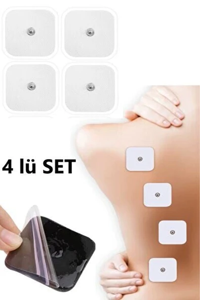 4 Adet Kendinden Yapışkanlı Tens Cihazı çıtçıtlı Yedek Elektrot 5x5 Tens Pedi Elektrod Kare Tens Ped ürün görseli 1