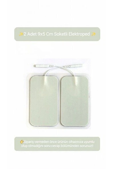 2 Adet 9x5 Cm Universal Büyük Boy Kablolu Tens Pedi - Tens Elektrot Pedi - Yedek Tens Elektrodu ürün görseli 1