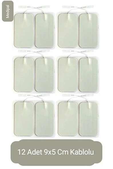 12 Adet 9x5 cm Universal Büyük Boy Kablolu Tens Pedi Yedek Elektrot Seti ürün görseli 1