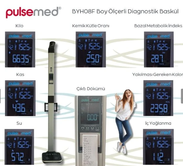 Pulsemed Boy Ölçerli Dijital Diagnostik Baskül BYH08F ürün görseli 1