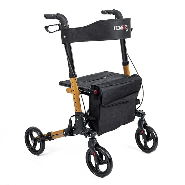 Comfort Plus DM-9102 Kahverengi Lüx Alüminyum Rolatör ürün görseli 1