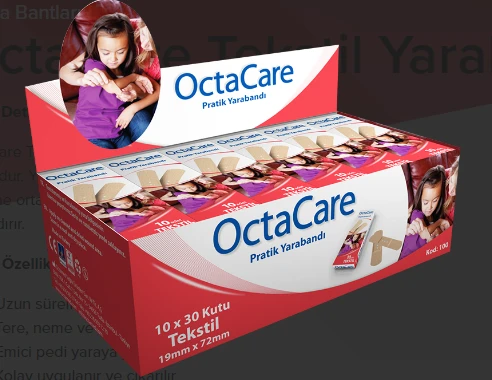 OctaCare Tekstil Yarabandı 19 mm x 72 mm 10 Adet x 30 Kutu ürün görseli 1